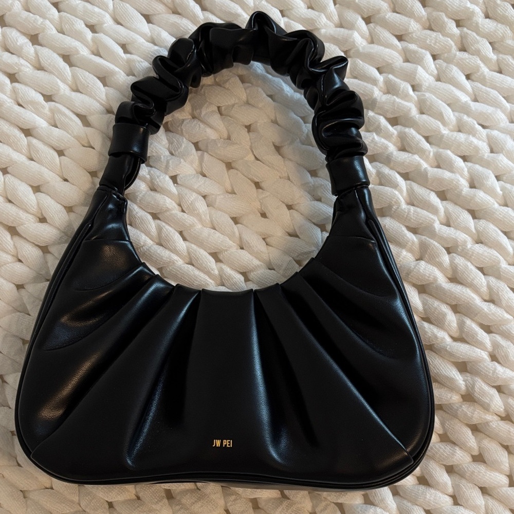 JW PEI Black Ruched Shoulder Bag